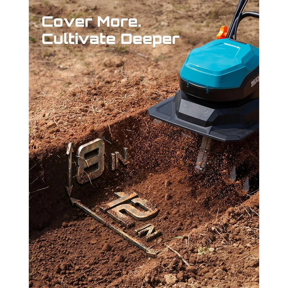 SeeSii Cordless Electric Garden Tiller Cultivator for Soil Preparation