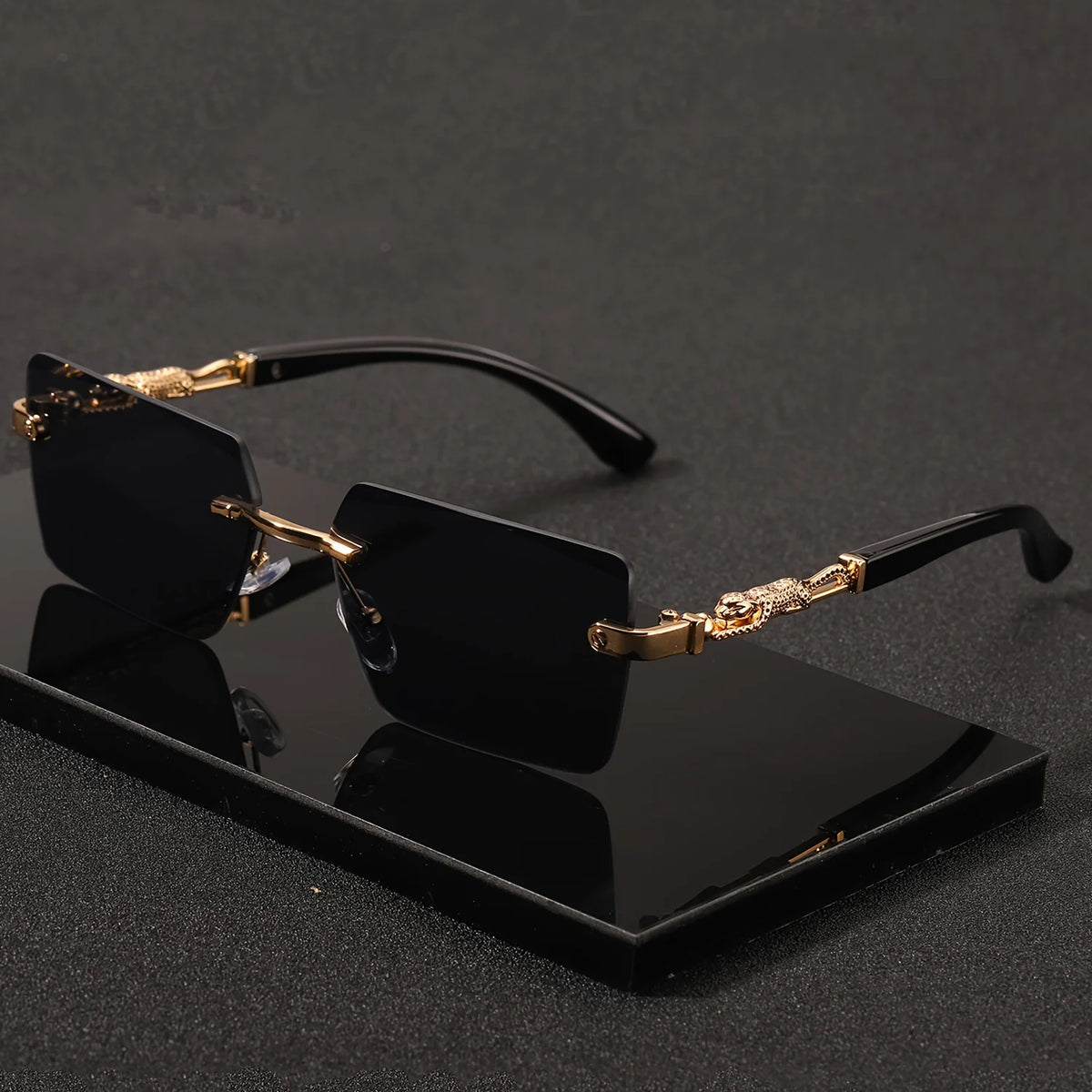 Rectangle Rimless Sunglasses Unisex Beach Travel Eyewear