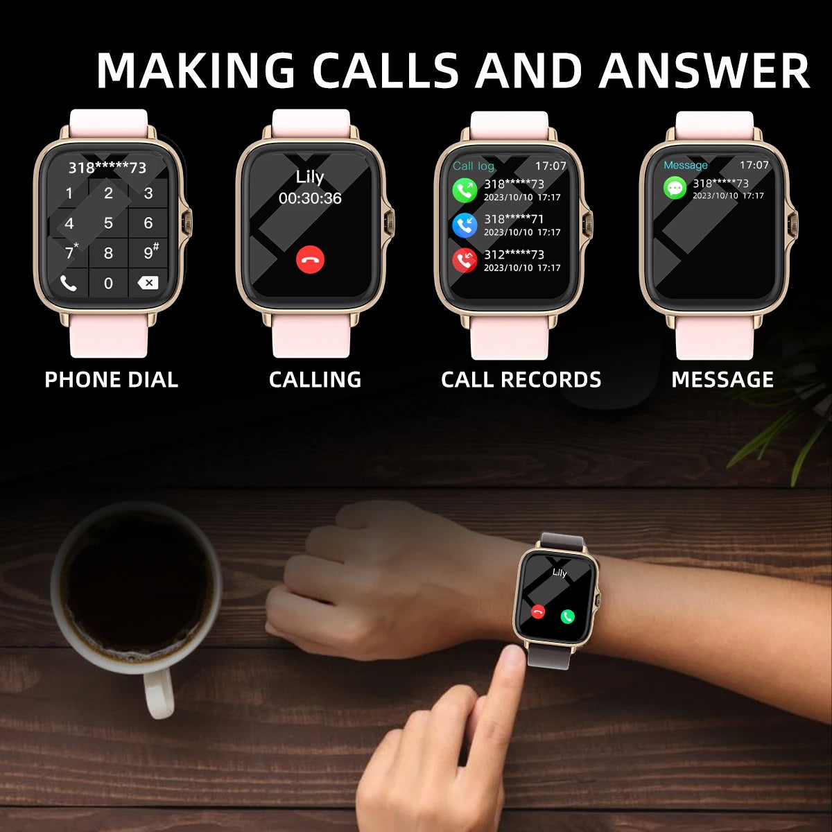 Smart Watch With Answer Calls Sleep Monitoring Pedometer And Alerts