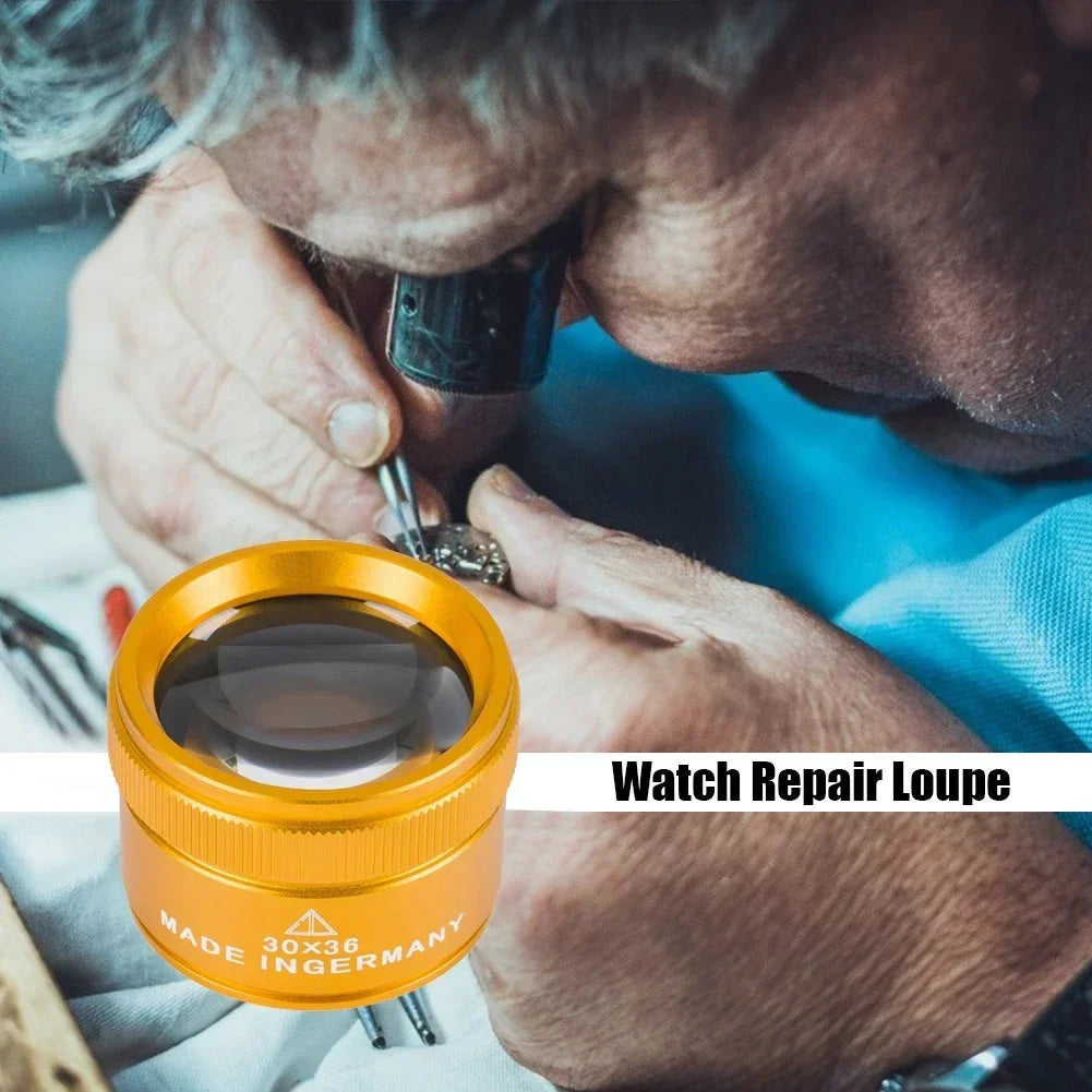 30X Magnifying Glass K9 Optical Lens Jewelry Loupe Monocle Handheld
