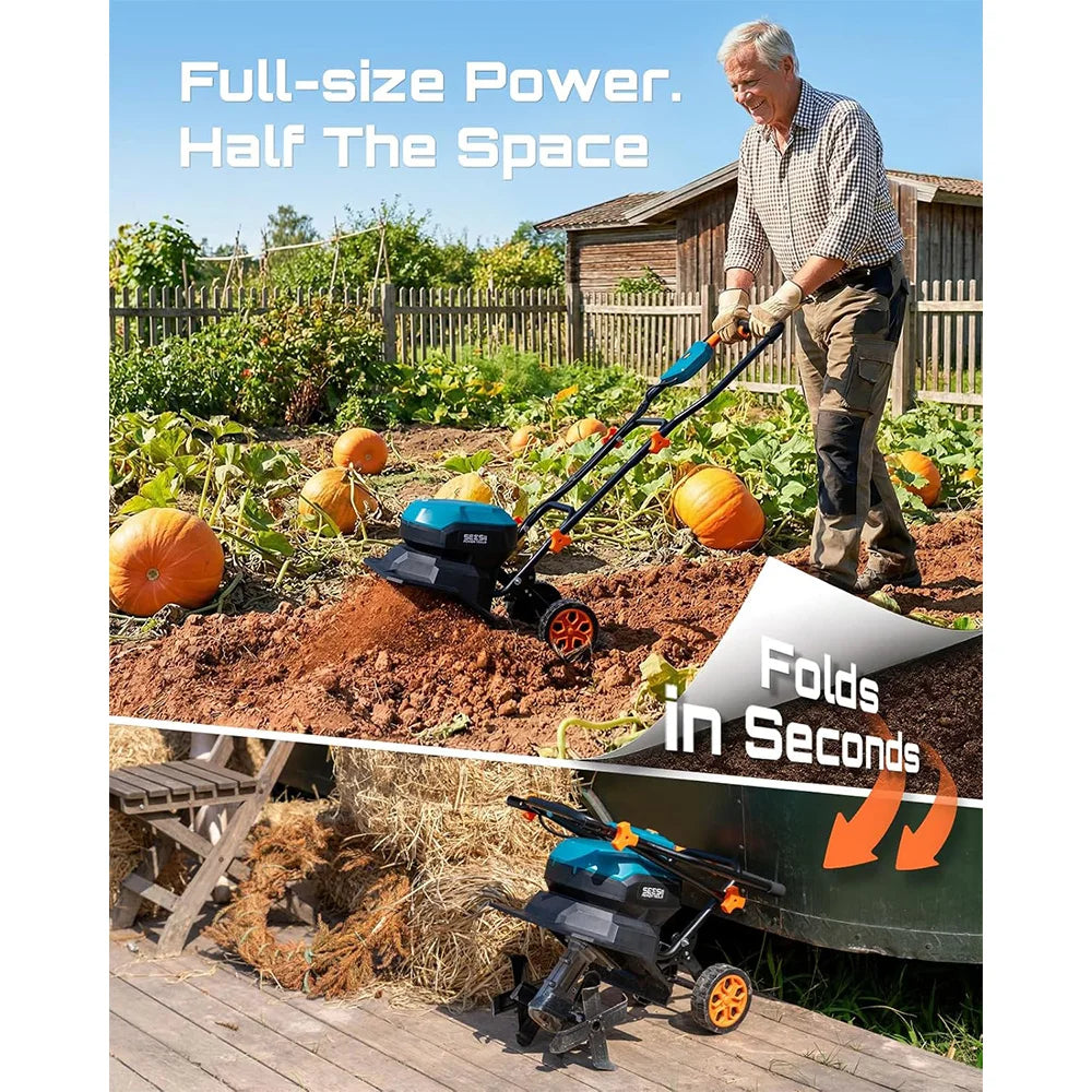 SeeSii Cordless Electric Garden Tiller Cultivator for Soil Preparation