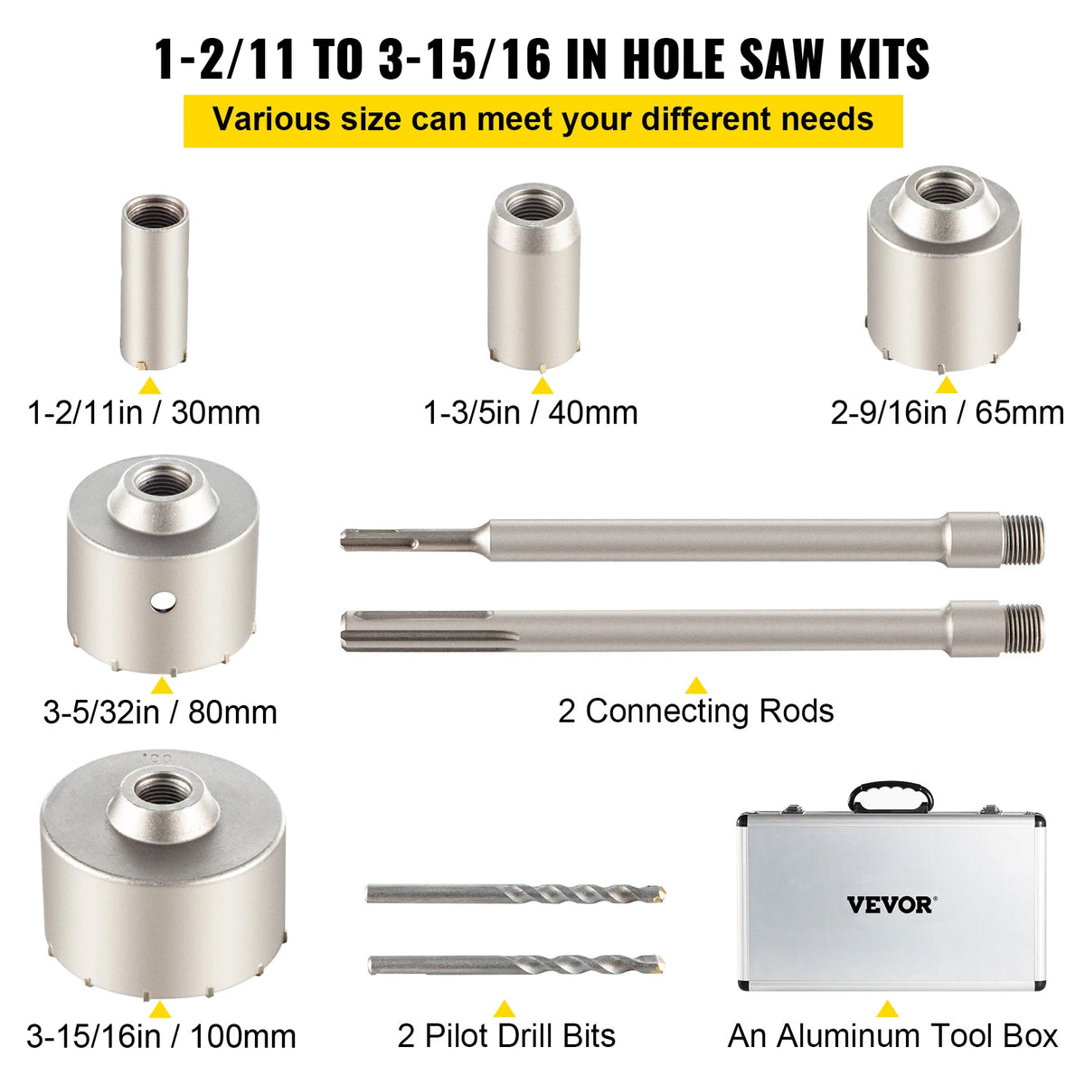 SucceBuy Concrete Hole Saw Kit For Brick Cement And Stone