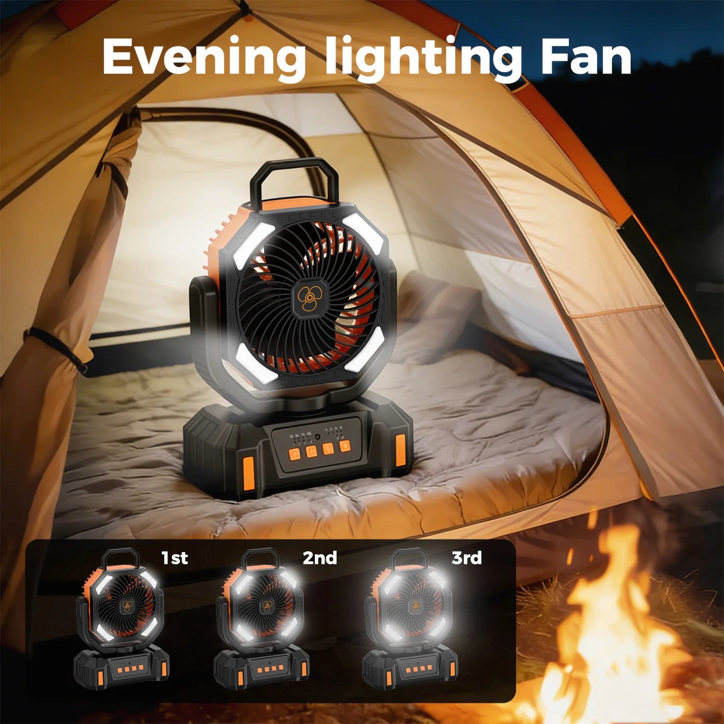 Portable Misting Fan With USB Rechargeable Battery And LED Lantern
