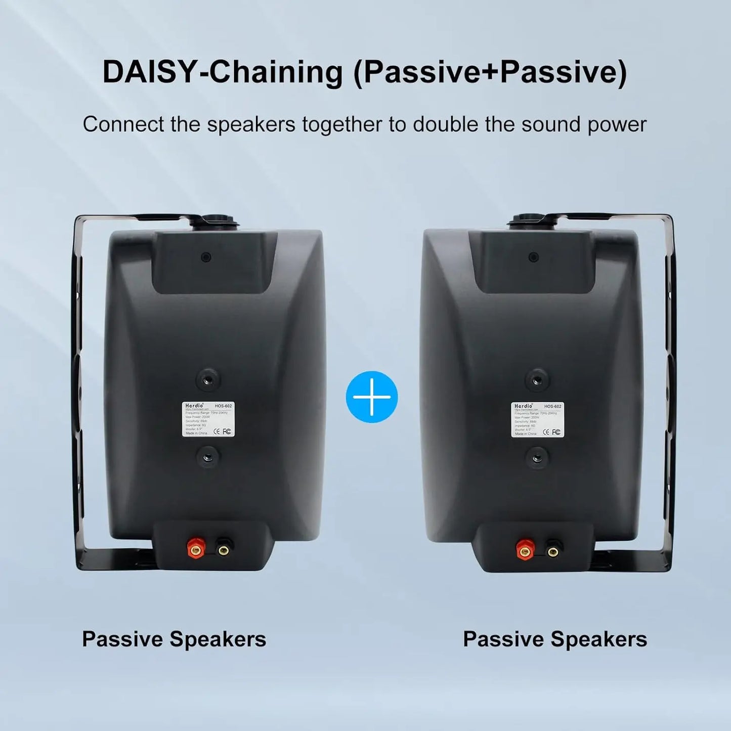 Herdio 400W Outdoor Passive Wall Mount Speakers Patio