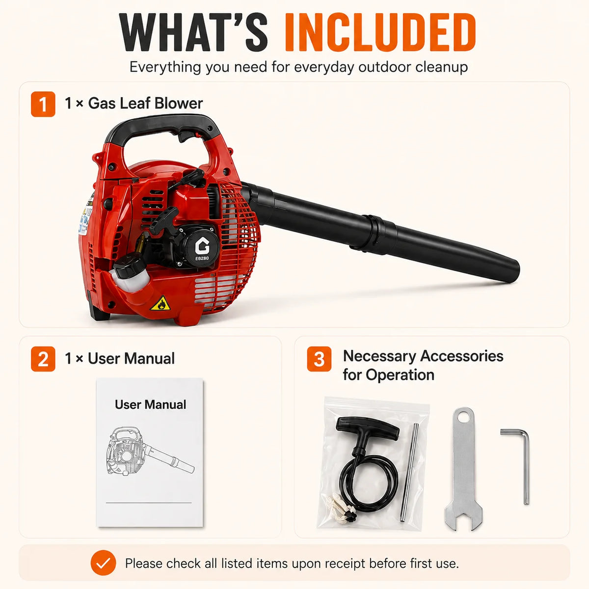Gas Powered Handheld Leaf Blower for Yard and Garden Cleanup