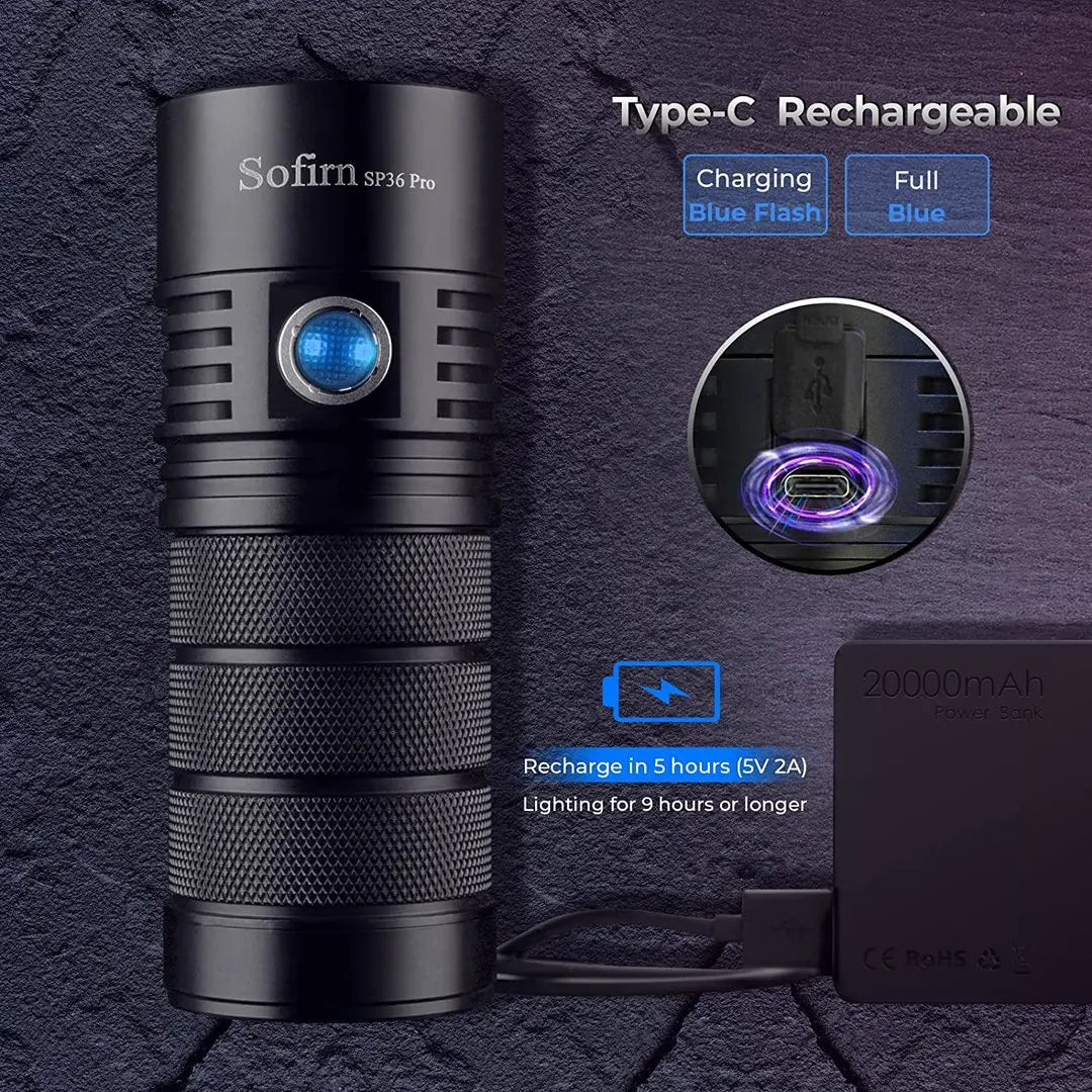 Sofirn SP36 Pro Anduril 8000LM USB-C Rechargeable Flashlight