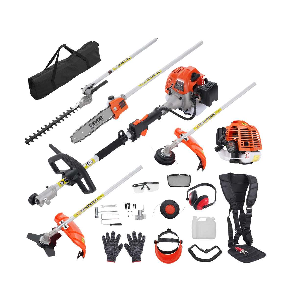 SucceBuy 5-in-1 Gas Garden Trimmer Hedge Trimmer Pole Saw Combo