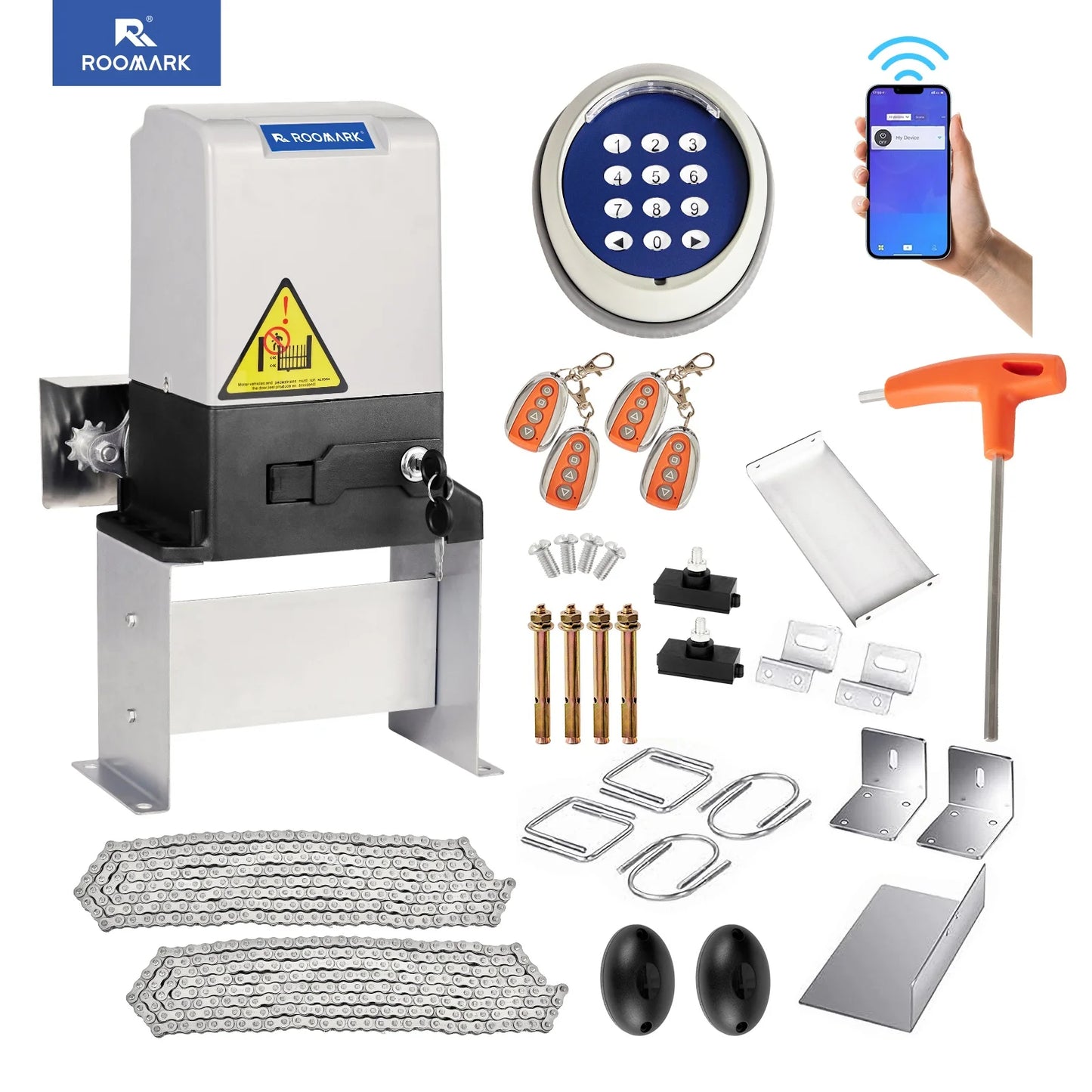 ROOMARK Automatic Sliding Gate Opener Kit With Remote Controllers