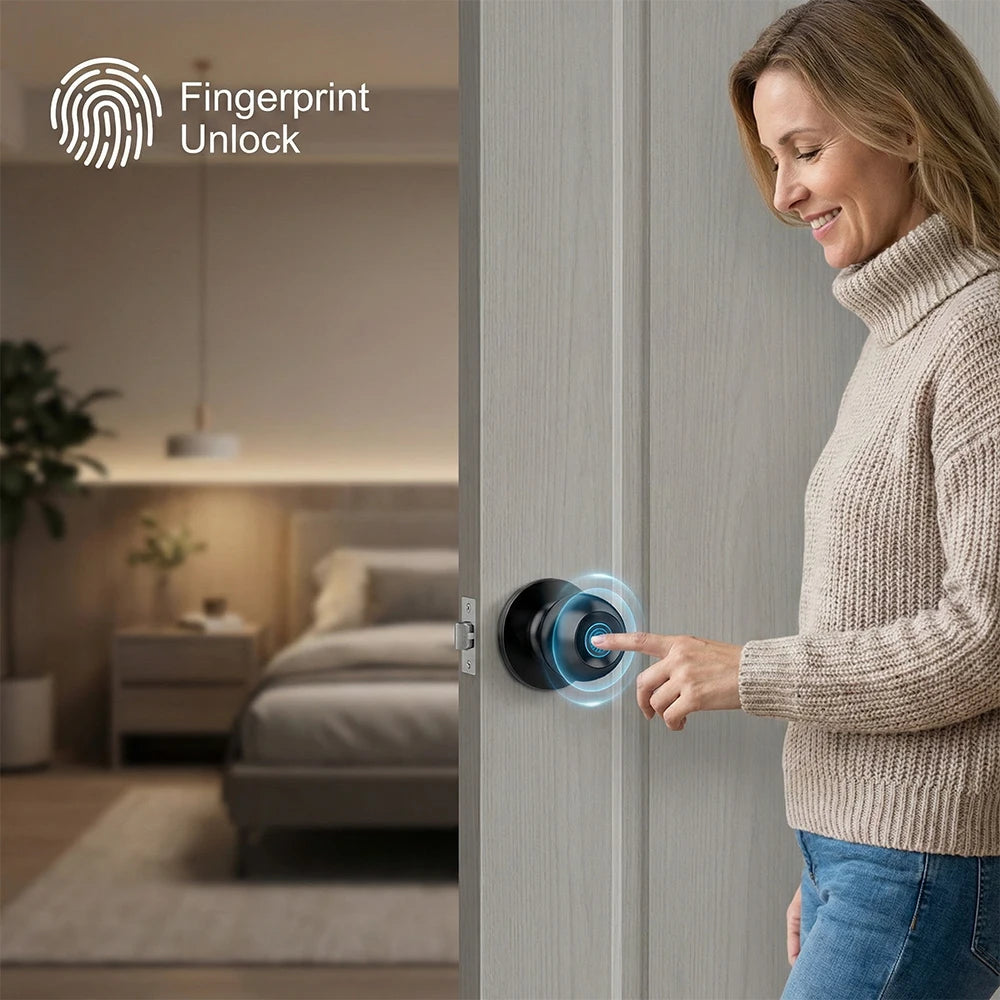 Fingerprint Smart Door Knob Lock With App And Keypad Access