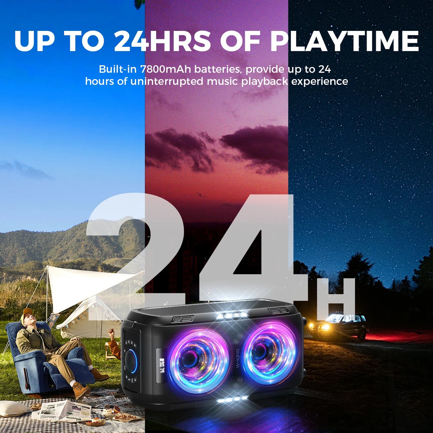 W-King 250W Peak Bluetooth Party Boombox Portable Speaker