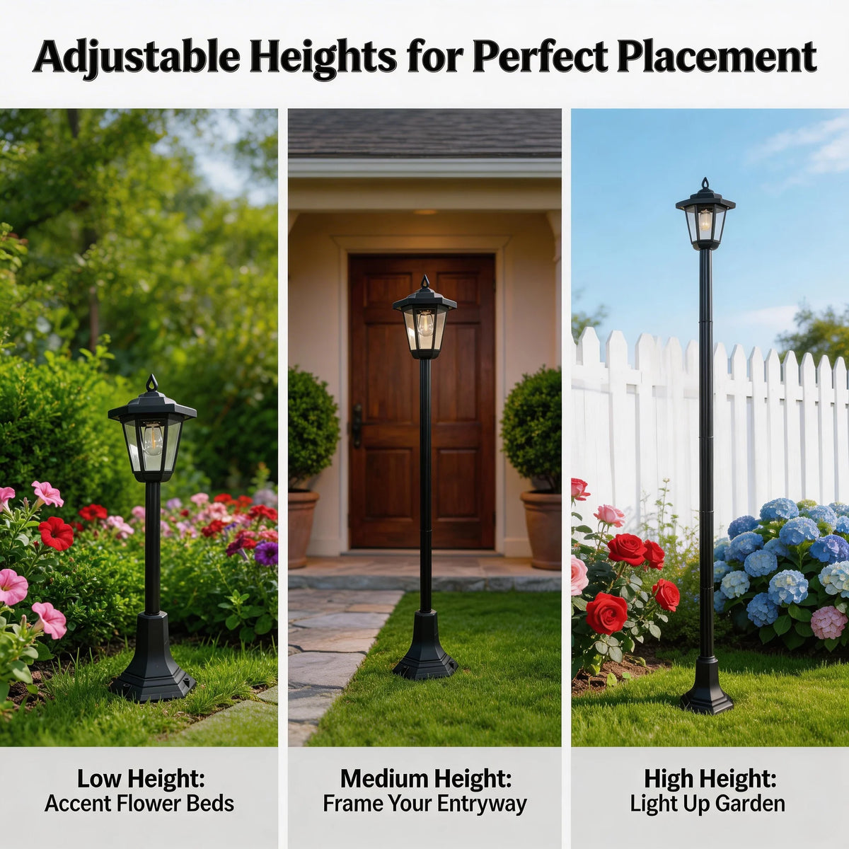 Waterproof Solar Post Lights With Dusk To Dawn LED Lighting