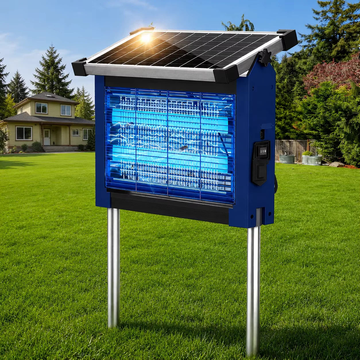 Solar Bug Zapper Outdoor 4500V Mosquito Zapper with Panel Sensor