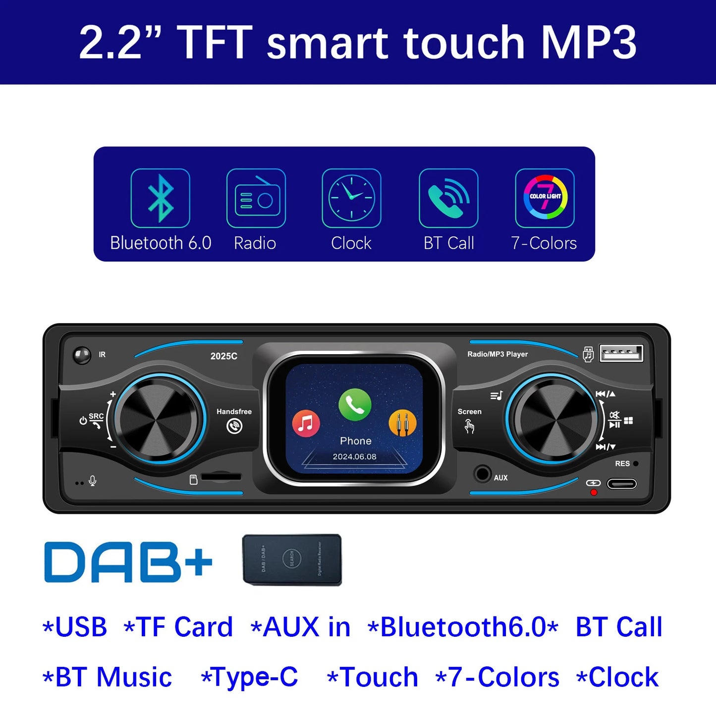 ESSGOO Bluetooth 6.0 Car Radio MP3 Player With USB/SD AUX