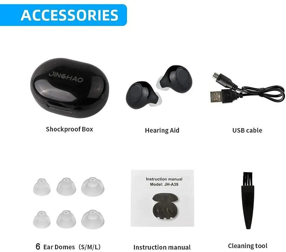 JINGHAO Hearing Aid Digital In Ear Enhancer Sound Amplifier Rechargeable