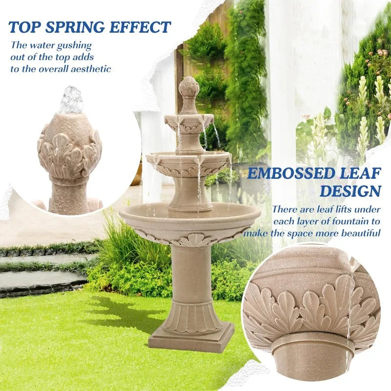 Italian Outdoor Water Fountain Garden Decor Durable Resin