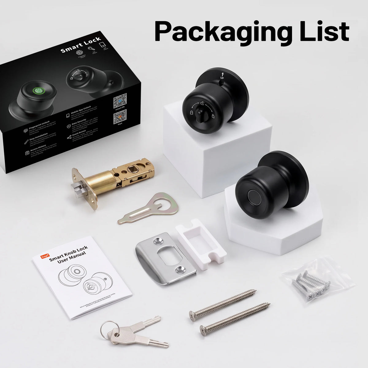 YFK Fingerprint Door Lock Knob With Tuya App Control