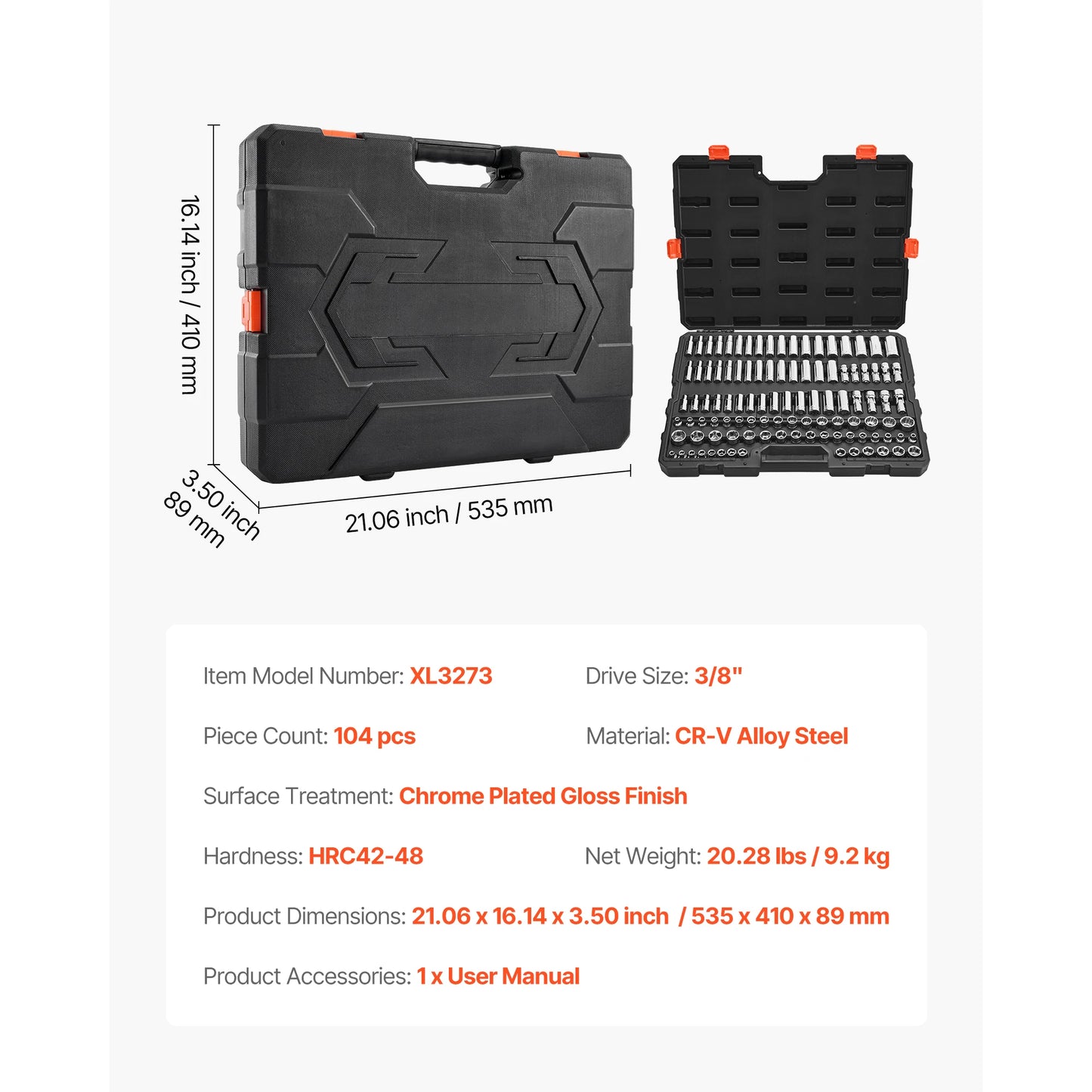 SucceBuy 86Piece Socket Set With Ratchet SAE And Metric