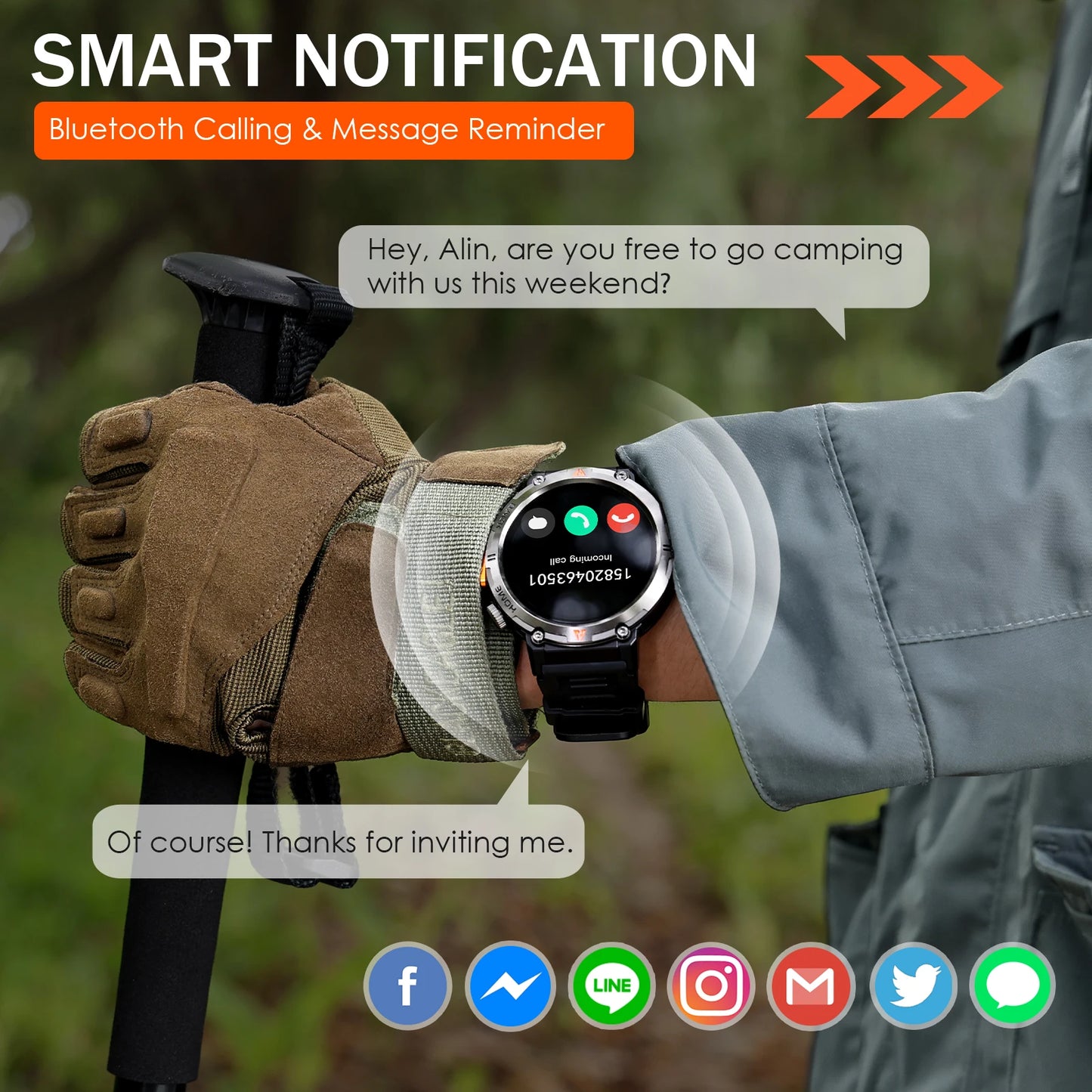 EIGIIS KE3 Bluetooth Calling Smartwatch For Men With Heart Rate