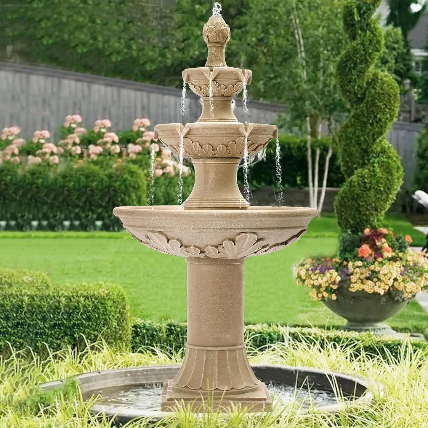Italian Outdoor Water Fountain Garden Decor Durable Resin