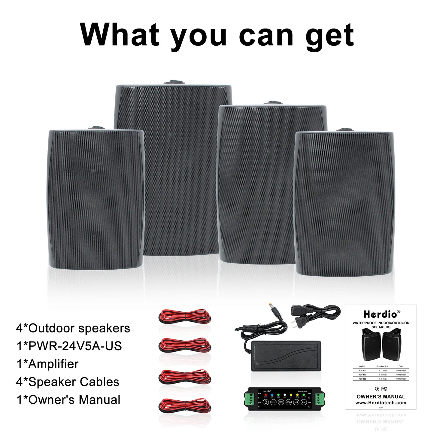 Herdio Outdoor Bluetooth Speakers With Amplifier And Wall Mount