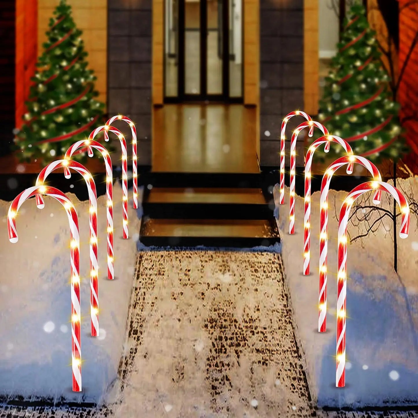 Joyfy Prelit Candy Cane Pathway Marker Lights Set Outdoor