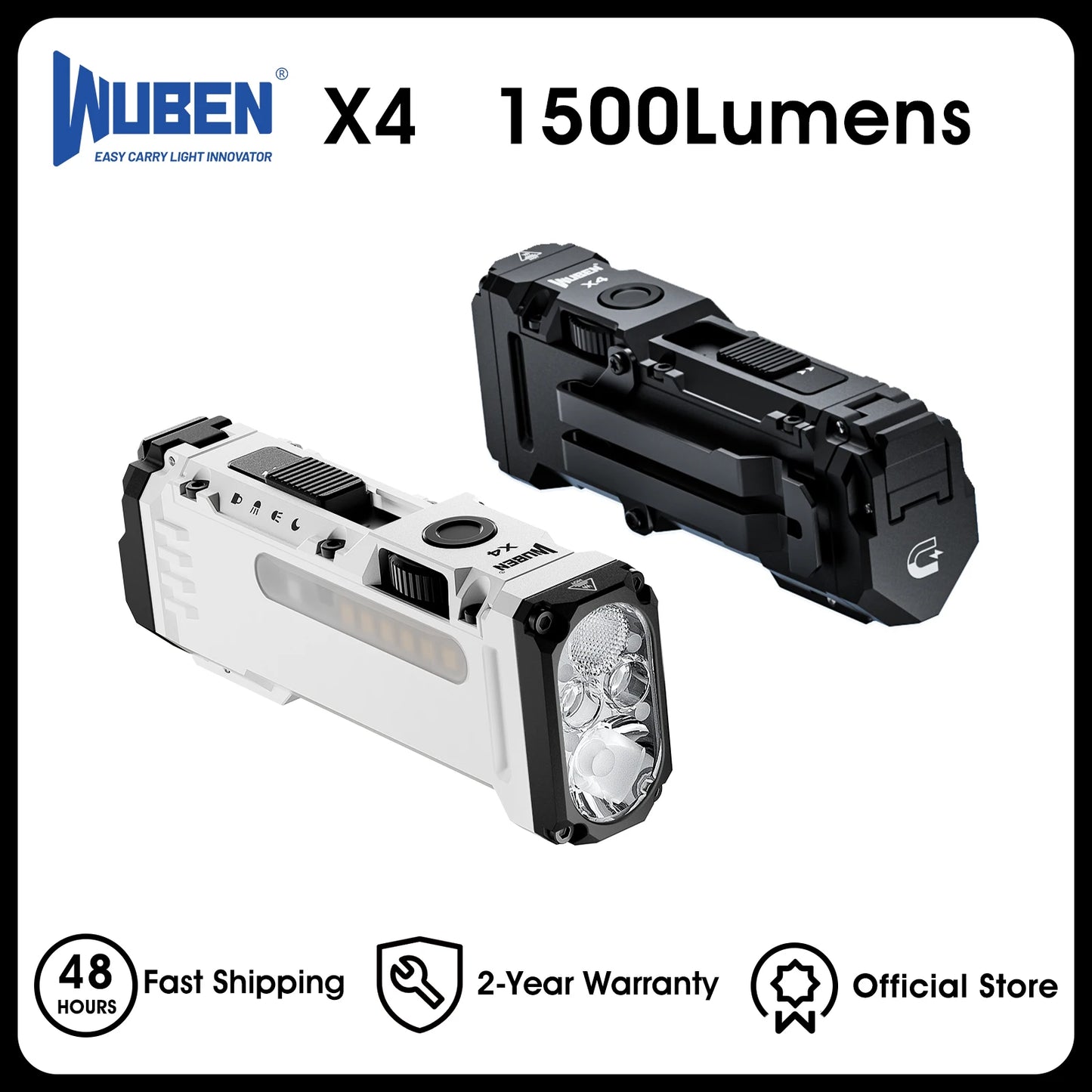 WUBEN X4 EDC Flat Flashlight RGB 1600 Lumen Magnetic Rechargeable