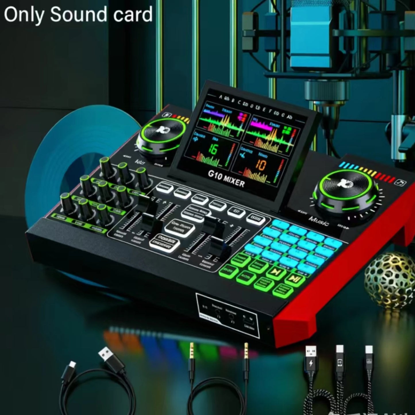 Tenlamp G10 Audio Mixer And Sound Card With Voice Changer And DJ Effects