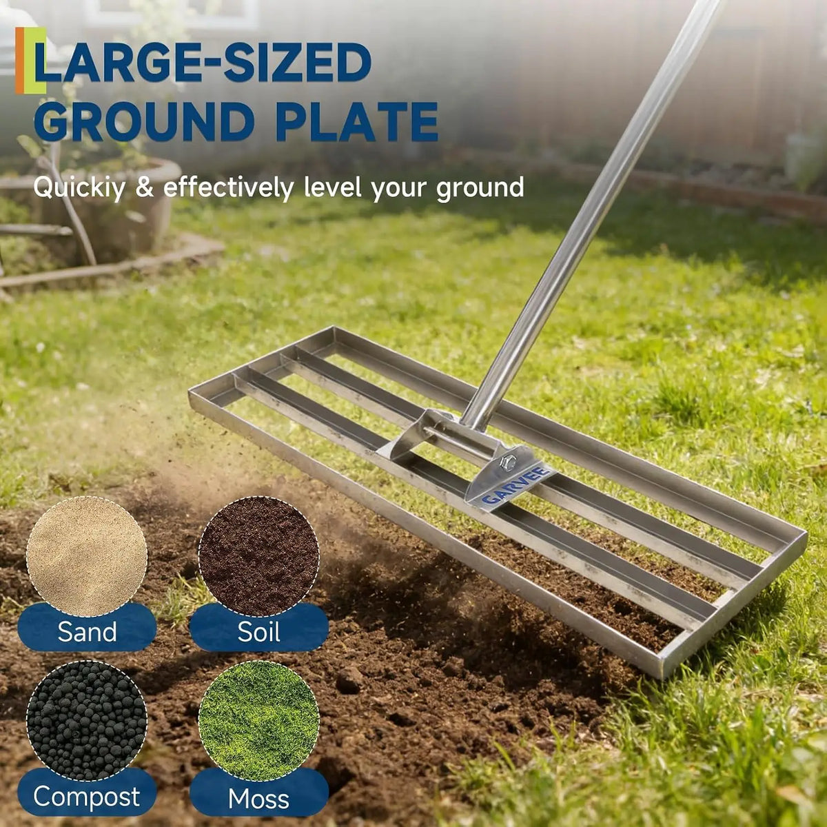 Tacleekii Stainless Steel Lawn Leveling Rake for Garden and Yard
