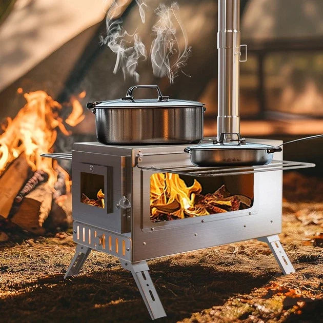 Hot Tent Wood Burning Stove Portable Outdoor Heater And Cooktop