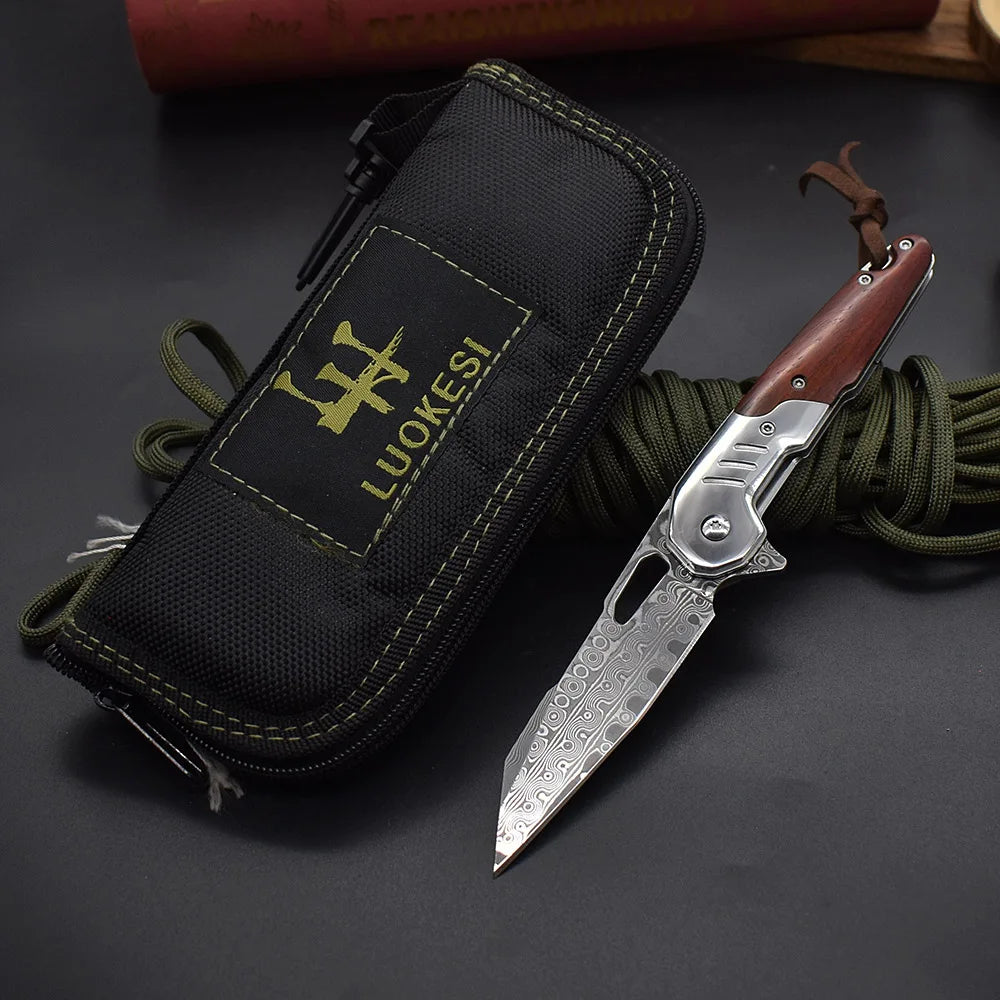 BLACKDRAGON DIY Supplies Damascus Steel G10 Folding Knife Back Clip