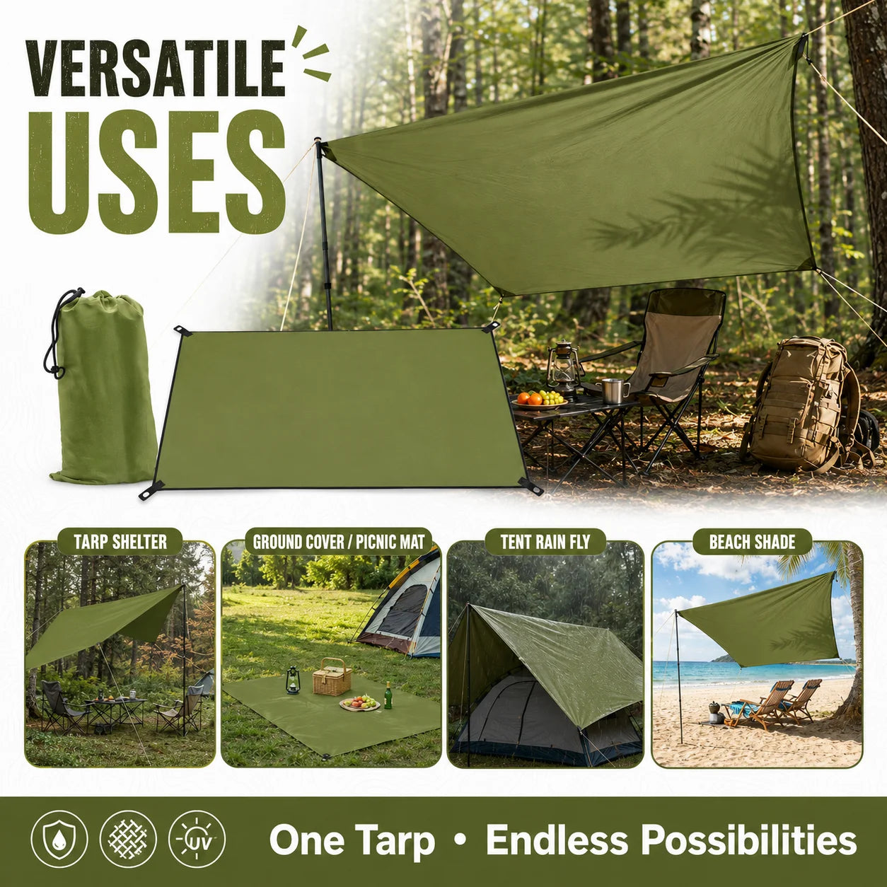 Outdoor Waterproof Tarp Shelter Canopy For Camping And Backpacking
