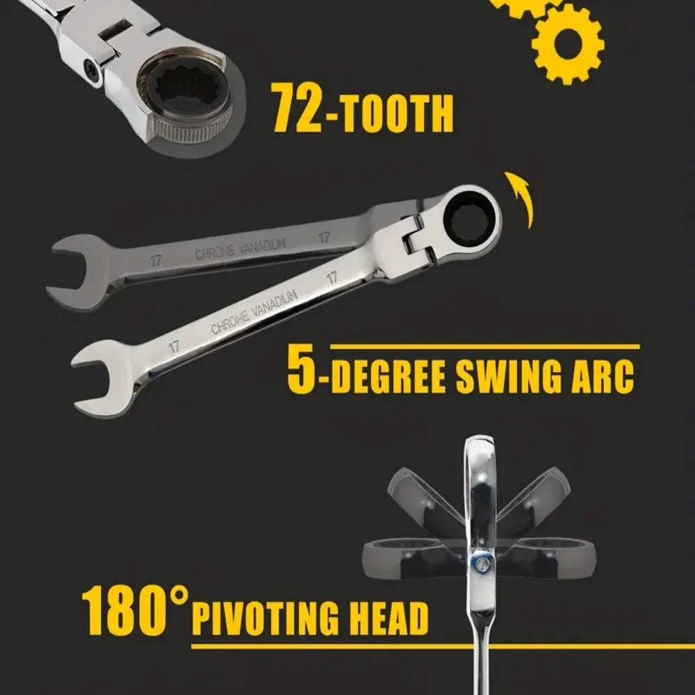 Flexible Ratcheting Wrench Set For Automotive Repair