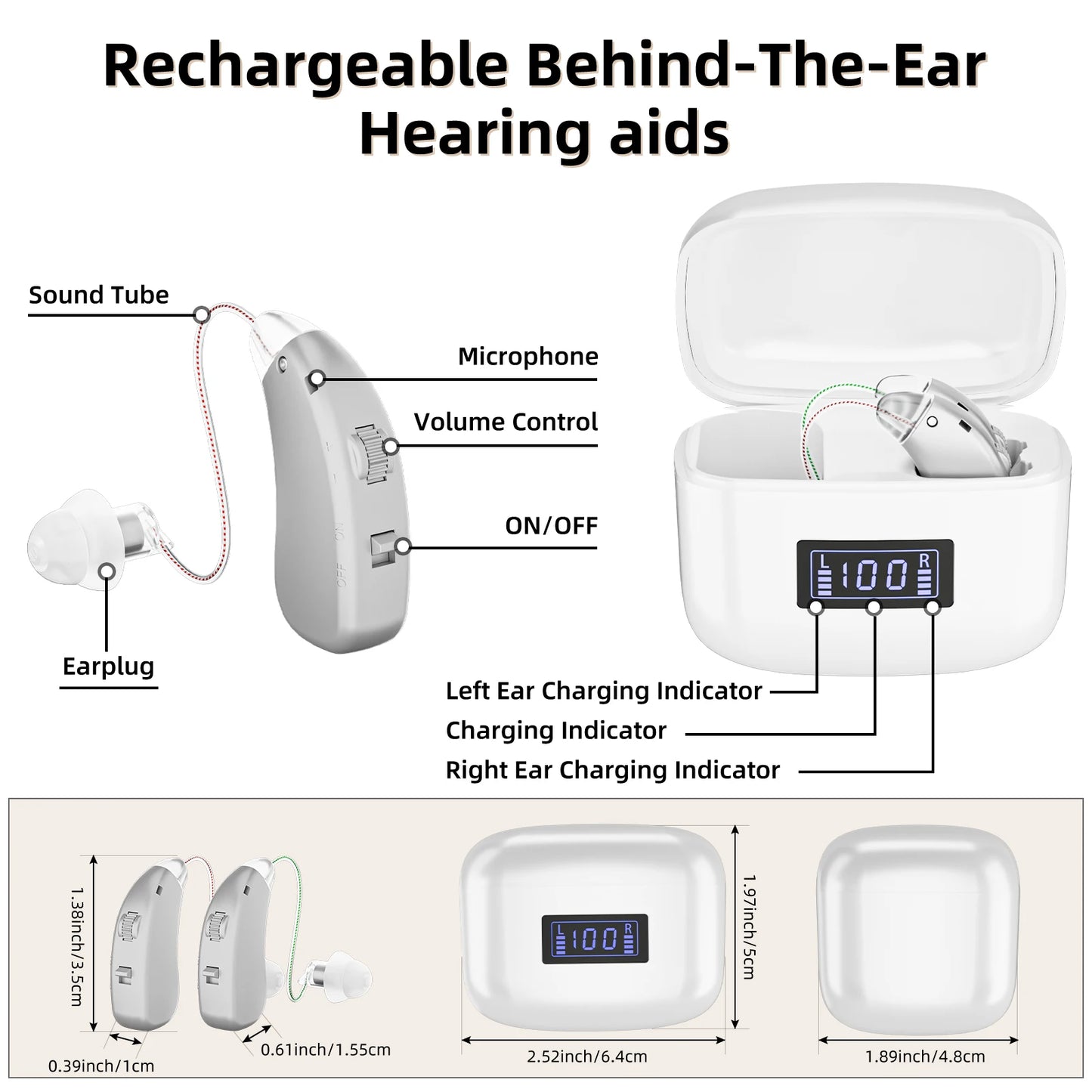 K&FCOPTEE Rechargeable Hearing Aids For Adults With Volume Control
