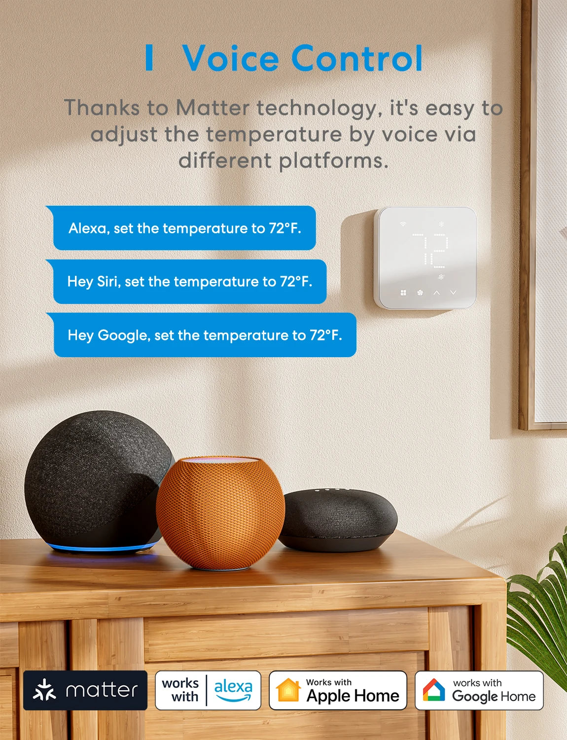 Meross Matter Smart Thermostat US WiFi Compatible With Alexa