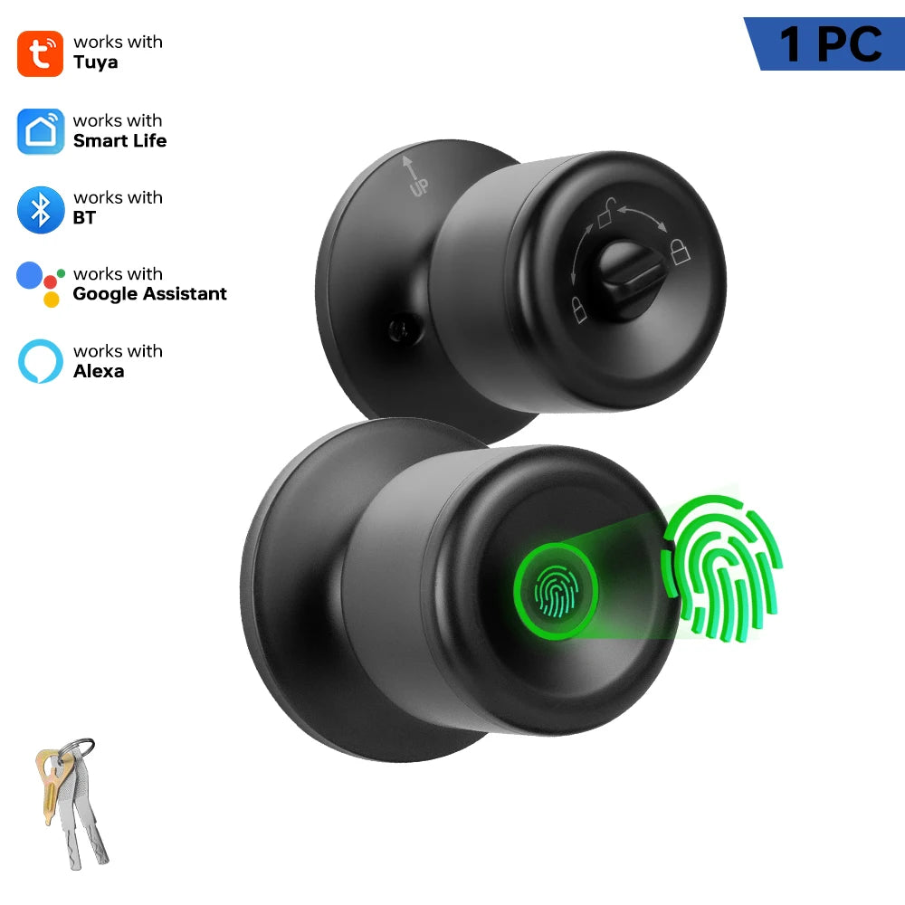 YFK Fingerprint Door Lock Knob With Tuya App Control