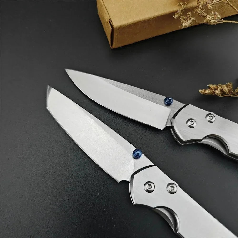 DIY Supplies EDC Safety Folding Knife Damascus Steel Titanium Handle
