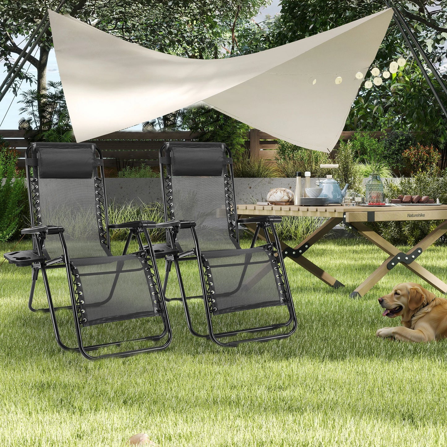 JHK Portable Zero Gravity Recliner Chairs Set Of 2 Outdoor Lounge Chairs