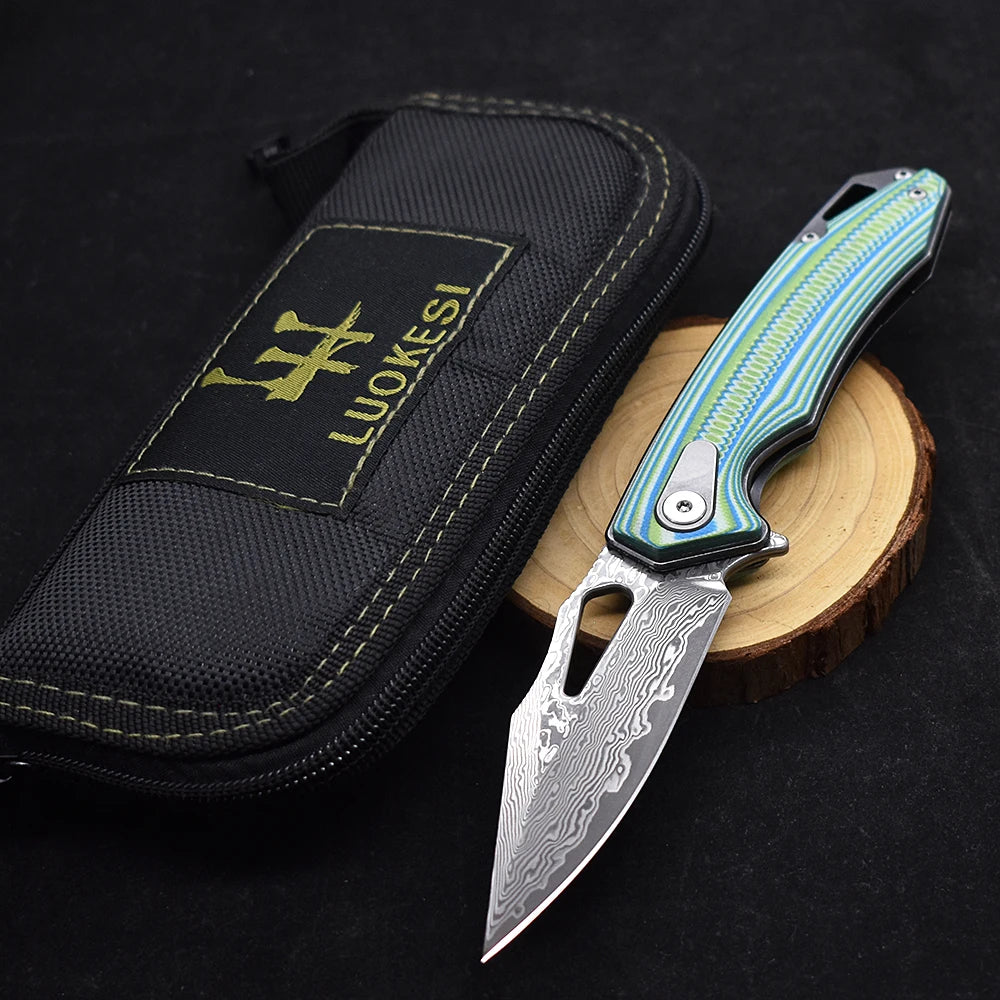 BLACKDRAGON DIY Supplies Damascus Steel G10 Folding Knife Back Clip