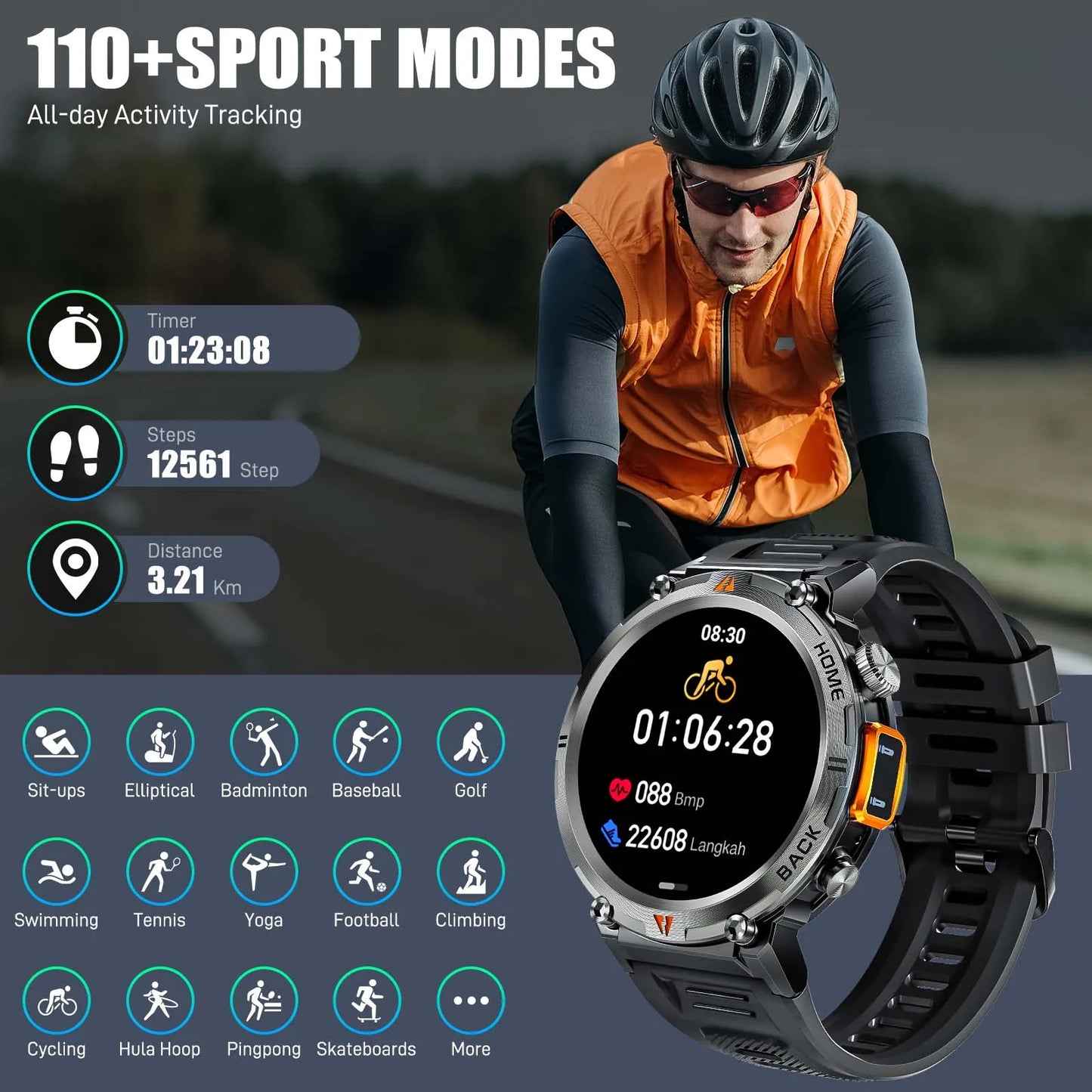 EIGIIS KE3 Bluetooth Calling Smartwatch For Men With Heart Rate