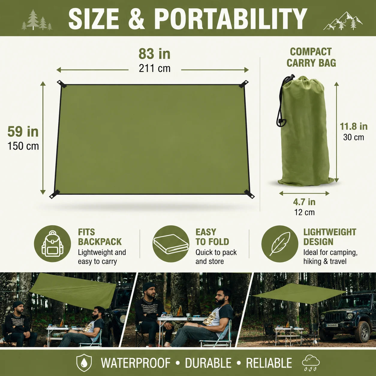 Outdoor Waterproof Tarp Shelter Canopy For Camping And Backpacking