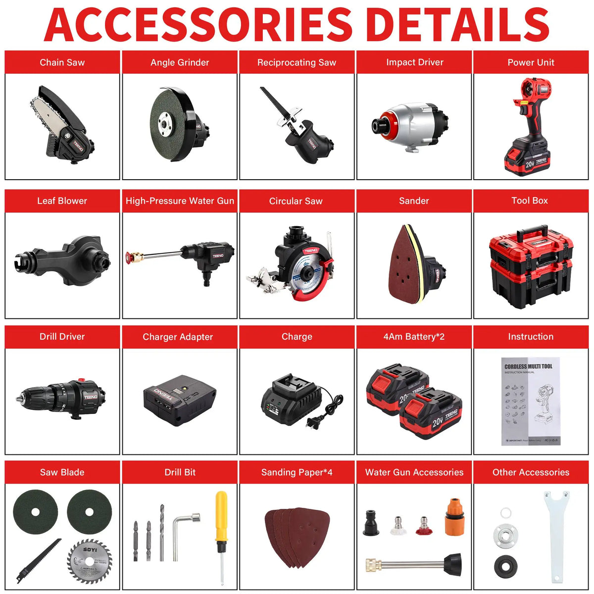20V Brushless 9 In 1 Cordless Power Tool Combo Kit