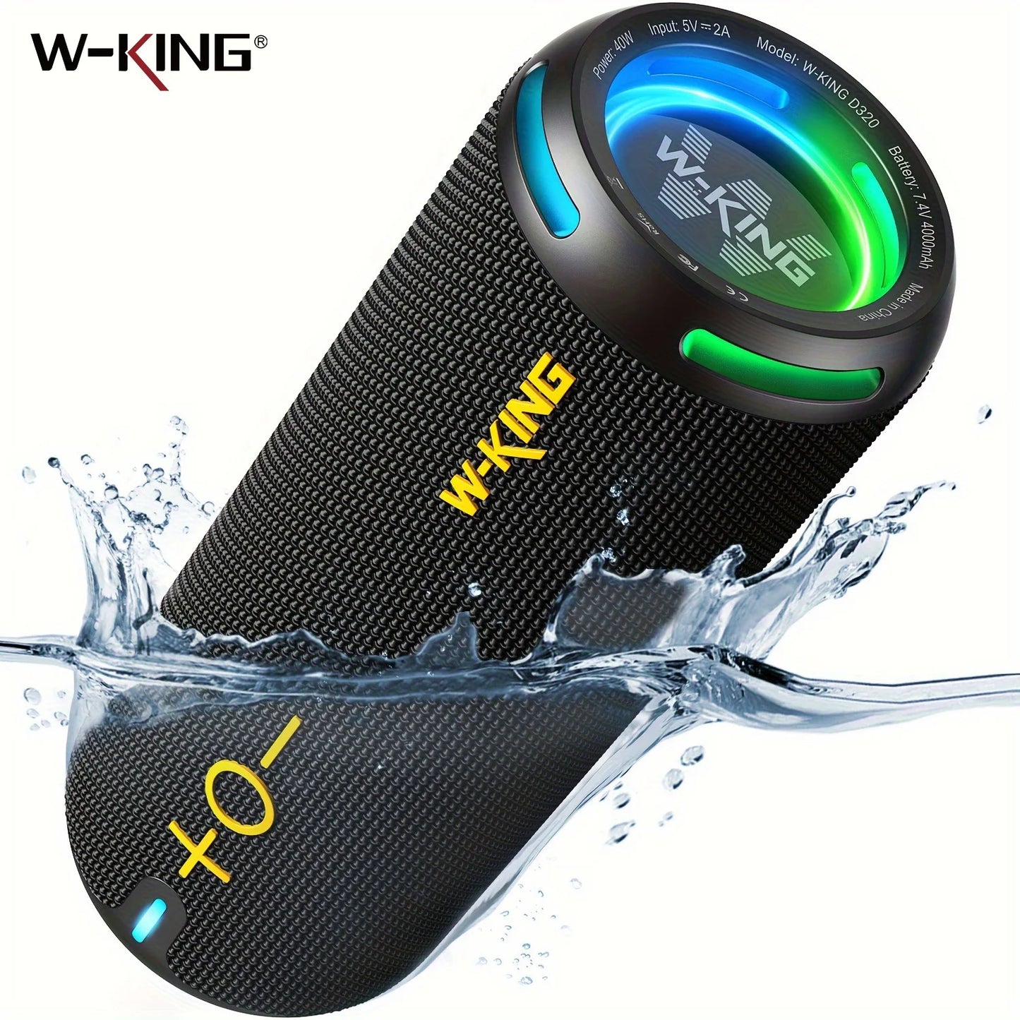 W-King D320 40W Portable Speaker IP67 Waterproof Bluetooth App Control