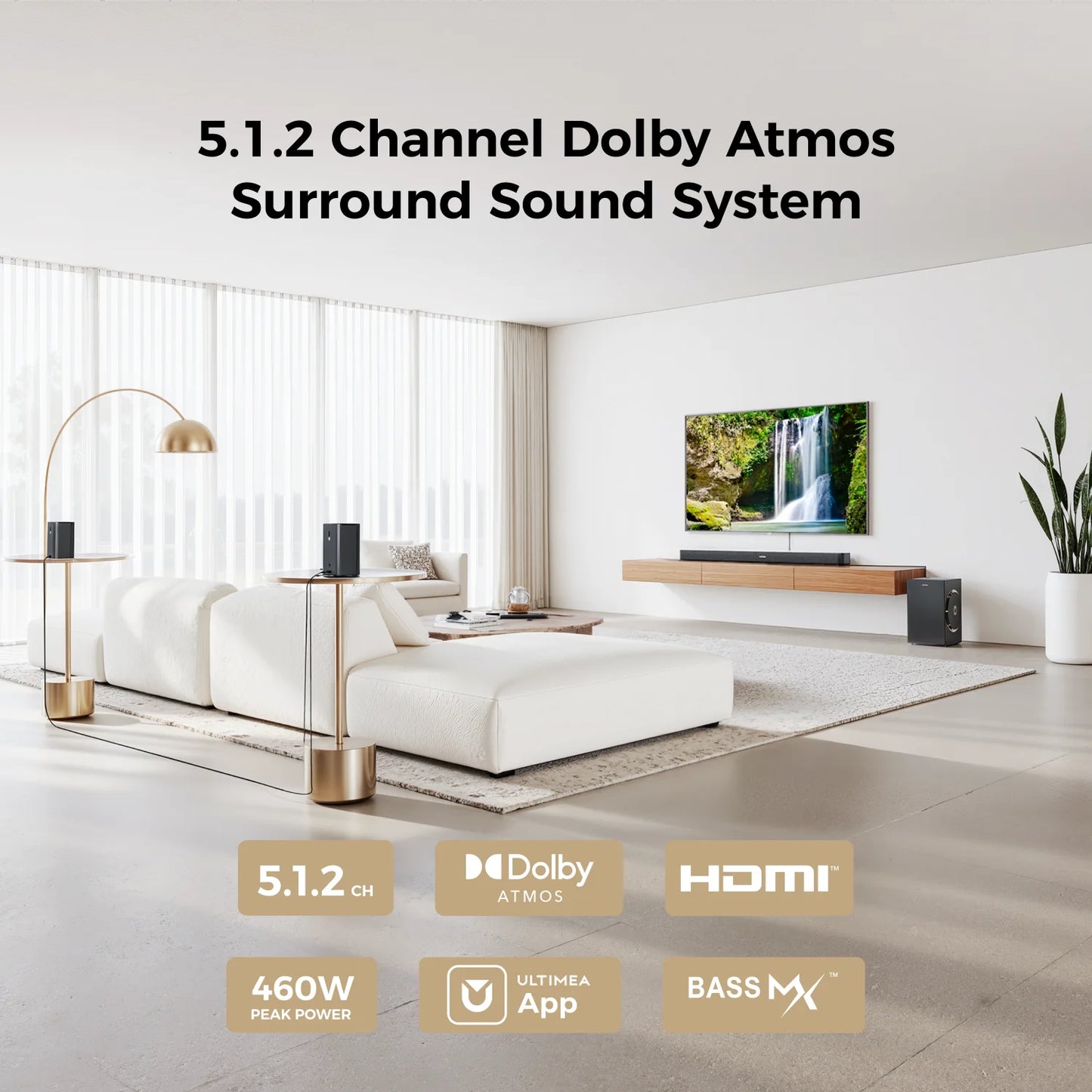 ULTIMEA 460W 5.1.2ch Sound Bar With Dolby Atmos App Control