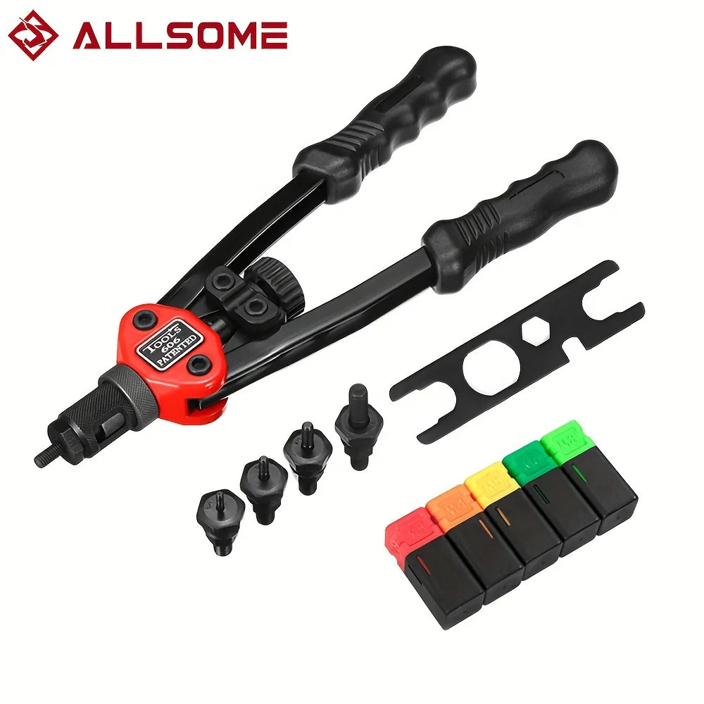 Allsome BT-606 Riveter Gun Rivet Nut Tool Manual Mandrels