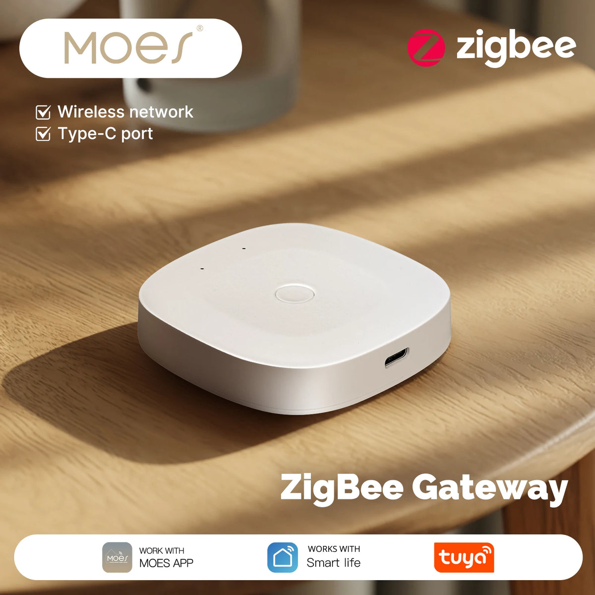 MOES Smart Home Hub Bluetooth ZigBee Tuya Gateway Alexa Compatible