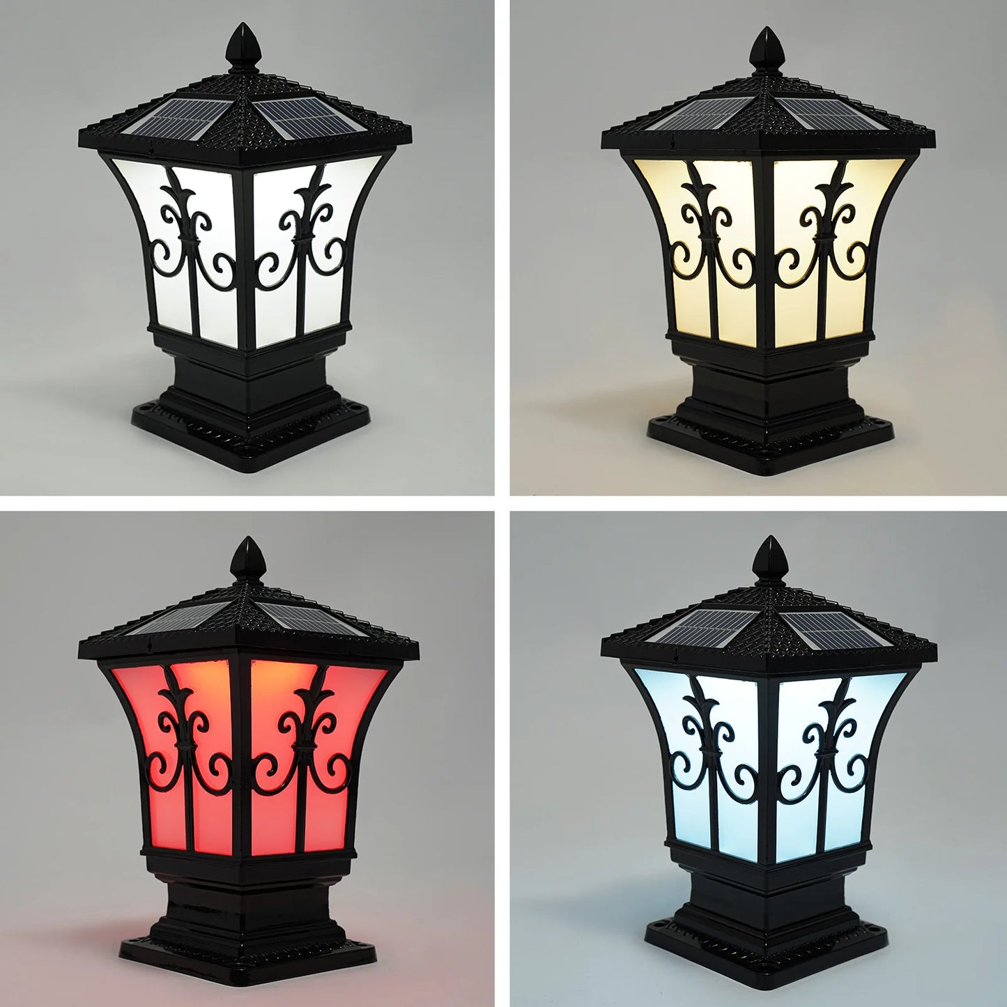 Bymaocar Outdoor Solar Post Light 85-265V Pillar Lamp Remote