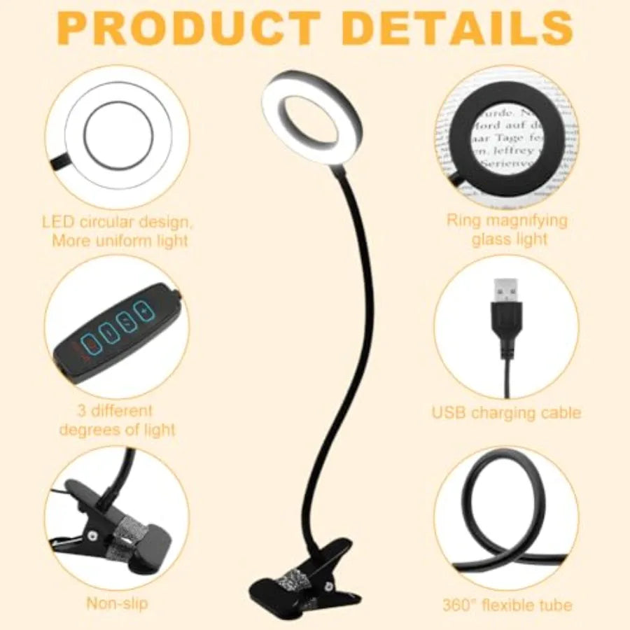 LED Lighted Magnifying Desk Lamp with Flexible Neck