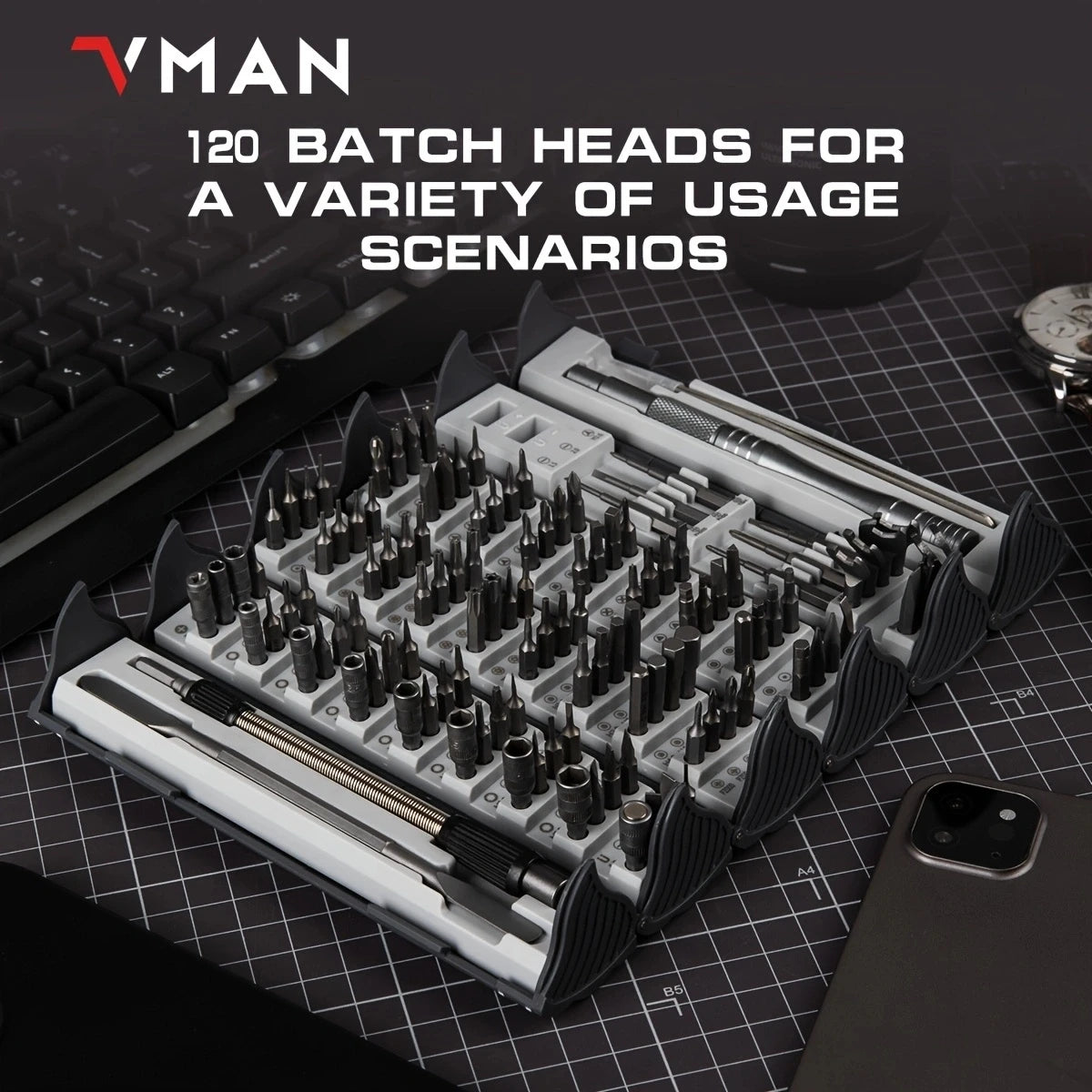 VMAN 128-In-1 Precision Screwdriver Set Magnetic Repair Tool Kit
