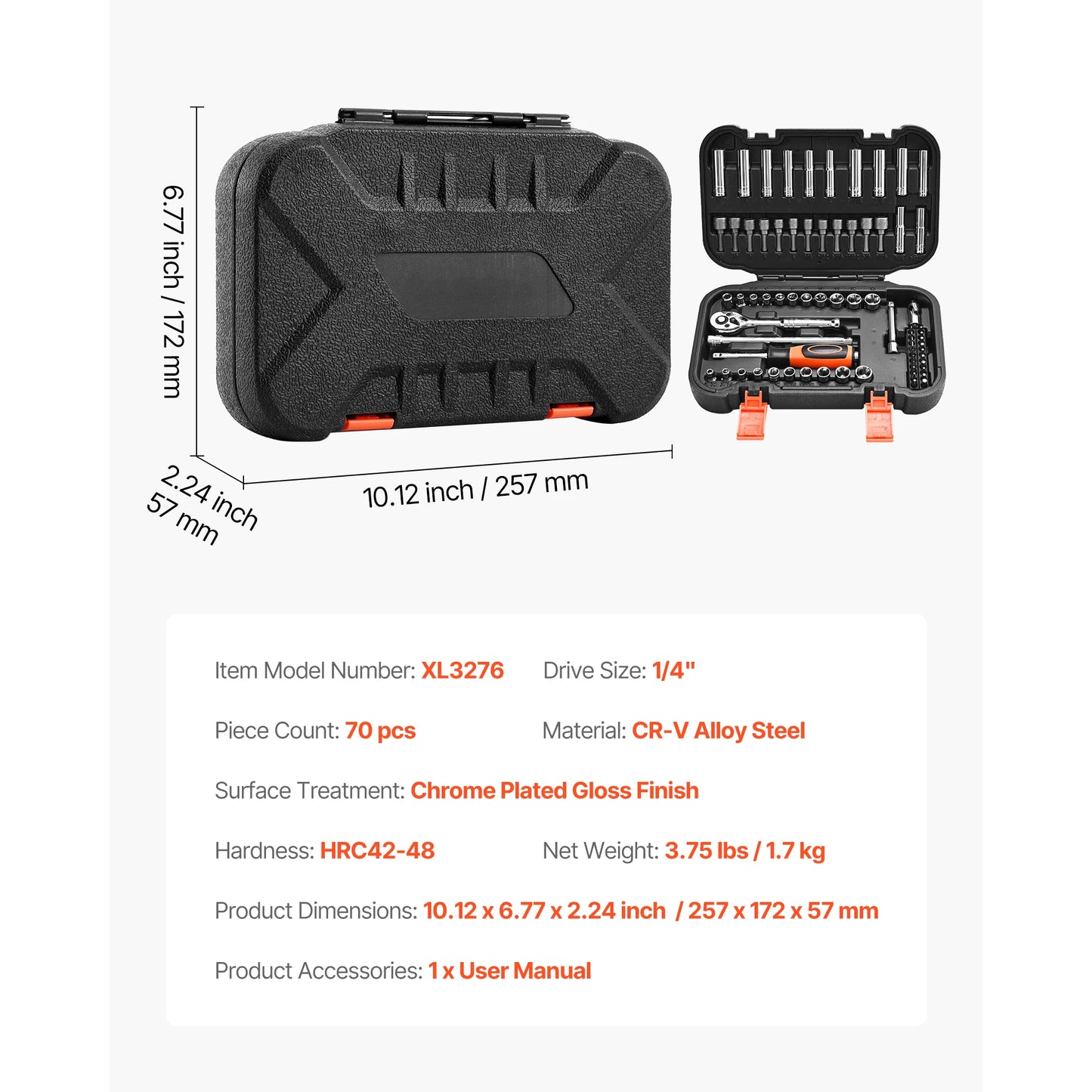 SucceBuy 86Piece Socket Set With Ratchet SAE And Metric