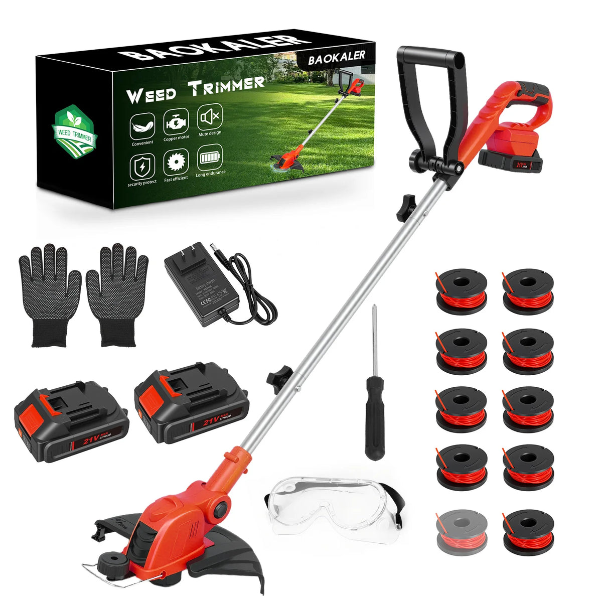 Cordless 3-In-1 String Trimmer With Rotatable Head And Auto Feed